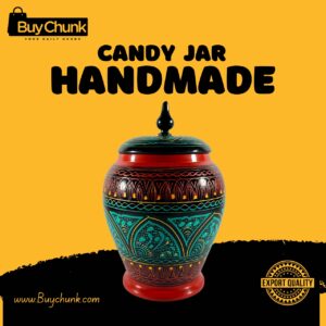 Handmade Rose Wood Lacquer Art Candy Jar Red Green