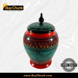 Handmade Rose Wood Lacquer Art Candy Jar Red Green