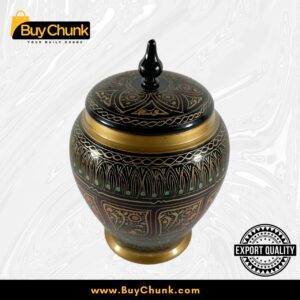 Handmade Rose Wood Lacquer Art Candy Jar Floral Star