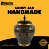 Handmade Rose Wood Lacquer Art Candy Jar Floral Star