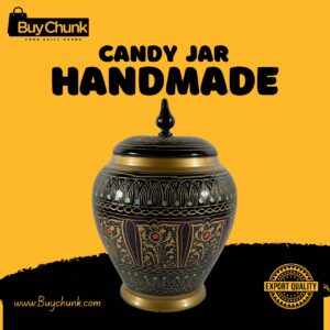Handmade Rose Wood Lacquer Art Candy Jar Floral Star