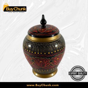 Handmade Rose Wood Lacquer Art Candy Jar Red