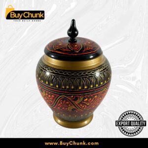 Handmade Rose Wood Lacquer Art Candy Jar Red Floral Star