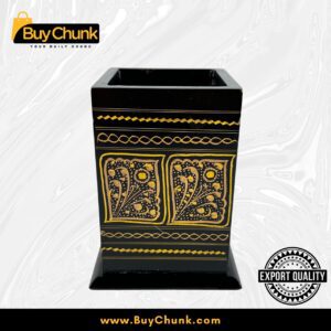Rose Wood Hand Made Lacquer Art Pen Console – Golden Leaves Design