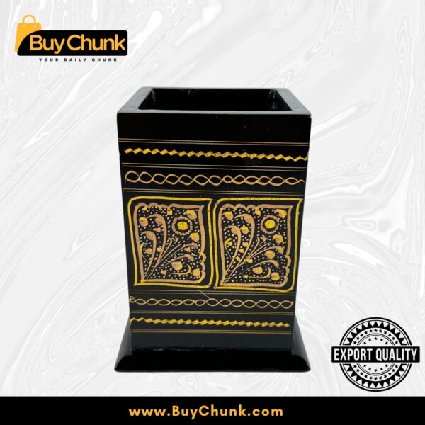Rose Wood Hand Made Lacquer Art Pen Console – Golden Leaves Design