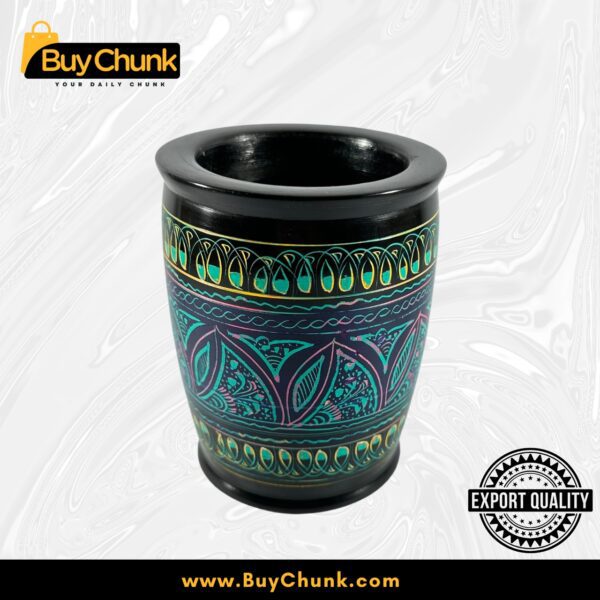Rose Wood Hand Made Lacquer Art Pen Console – Celestial Mandala Design – Brush Holder