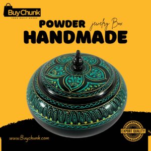 Handmade Lacquer Art Powder Jewelry Box Gift Green 1