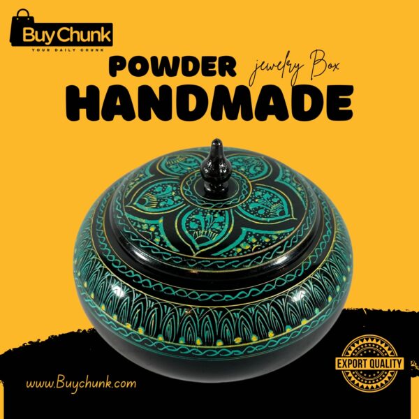 Handmade Lacquer Art Powder Jewelry Box Gift Green 1