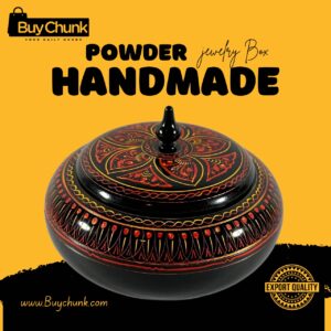 Handmade Lacquer Art Powder Jewelry Box Red Floral