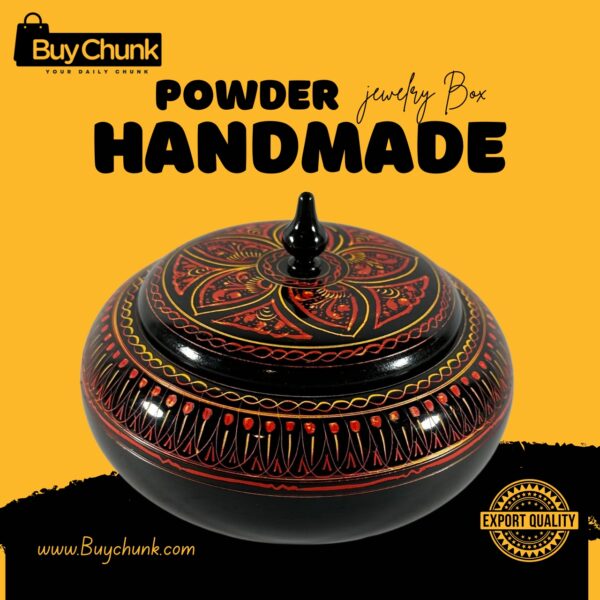 Handmade Lacquer Art Powder Jewelry Box Red Floral