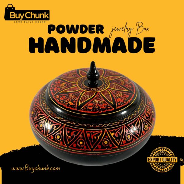 Handmade Lacquer Art Powder Jewelry Box Red Black