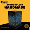 Rose Wood Hand Made Lacquer Art Pen Console – Azure Triangle Design – Brush Holder