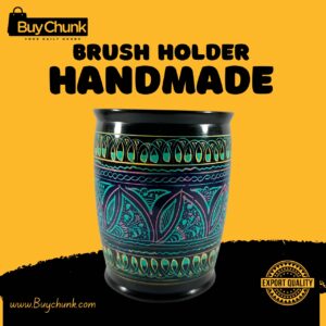 Rose Wood Hand Made Lacquer Art Pen Console – Celestial Mandala Design – Brush Holder