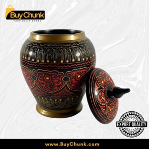 Handmade Rose Wood Lacquer Art Candy Jar Red