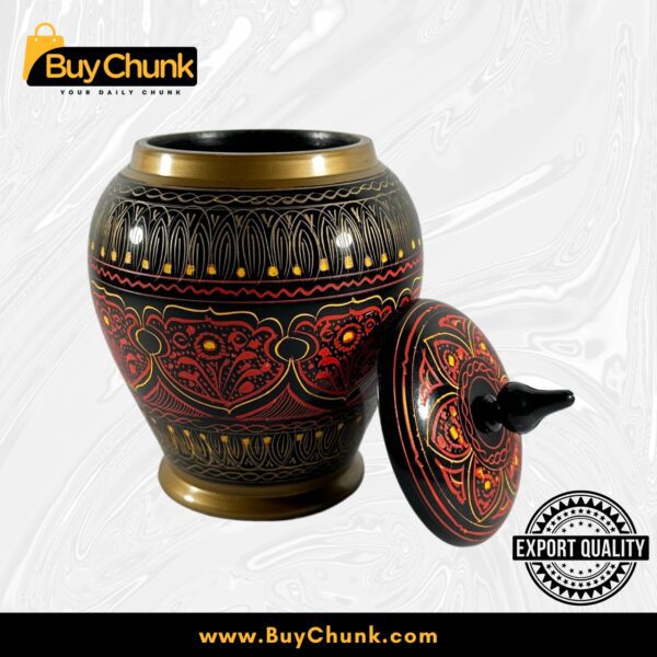 Handmade Rose Wood Lacquer Art Candy Jar Red