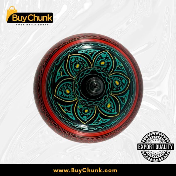 Handmade Rose Wood Lacquer Art Candy Jar Red Green Radial Design