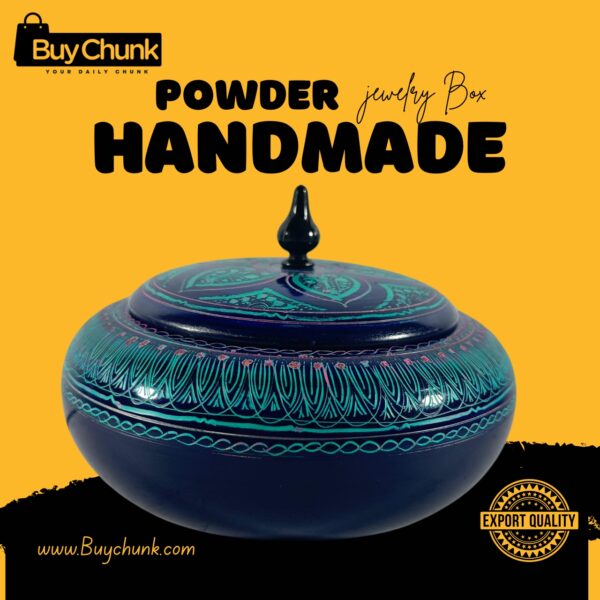Handmade Lacquer Art Powder Jewelry Box Gift blue2