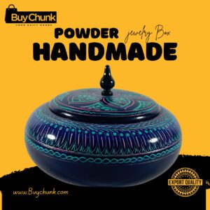 Handmade Lacquer Art Powder Jewelry Box Gift blue 3