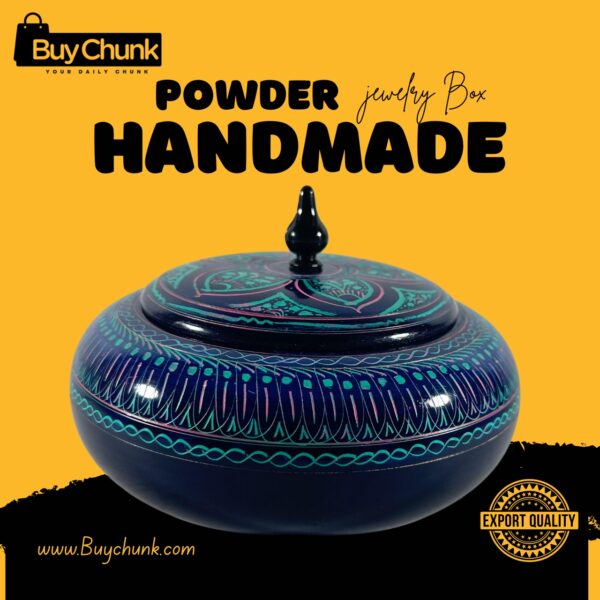 Handmade Lacquer Art Powder Jewelry Box Gift blue 3