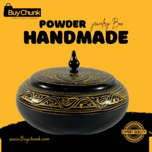 Handmade Lacquer Art Powder Jewelry Box Gift golden