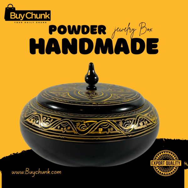 Handmade Lacquer Art Powder Jewelry Box Gift golden