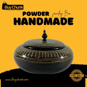 Handmade Lacquer Art Powder Jewelry Box Gift golden