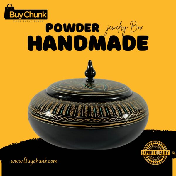 Handmade Lacquer Art Powder Jewelry Box Gift golden