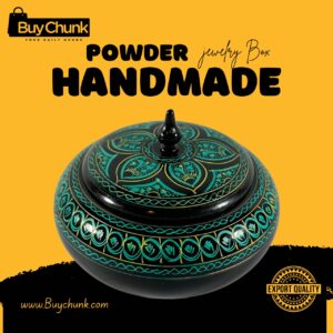 Handmade Lacquer Art Powder Jewelry Box Gift Green