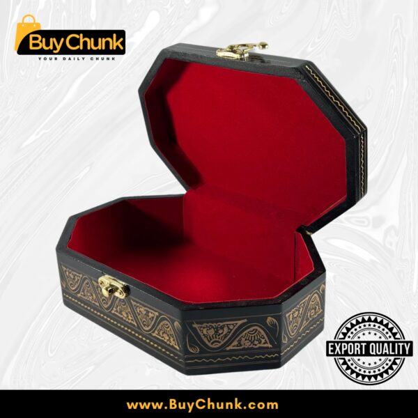 8-Side Rose Wood Handmade Lacquer Art Jewelry Golden