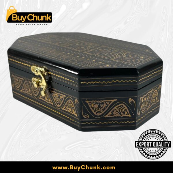 8-Side Rose Wood Handmade Lacquer Art Jewelry Golden