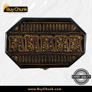 8-Side Rose Wood Handmade Lacquer Art Jewelry Golden Starburst