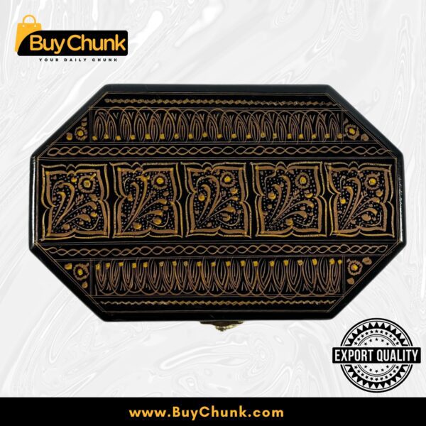 8-Side Rose Wood Handmade Lacquer Art Jewelry Golden