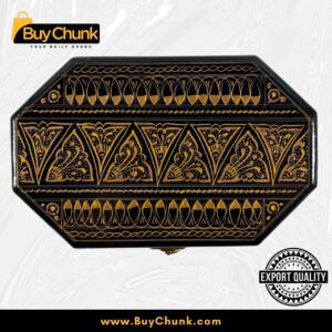 8-Side Rose Wood Handmade Lacquer Art Jewelry Sophisticated Gold