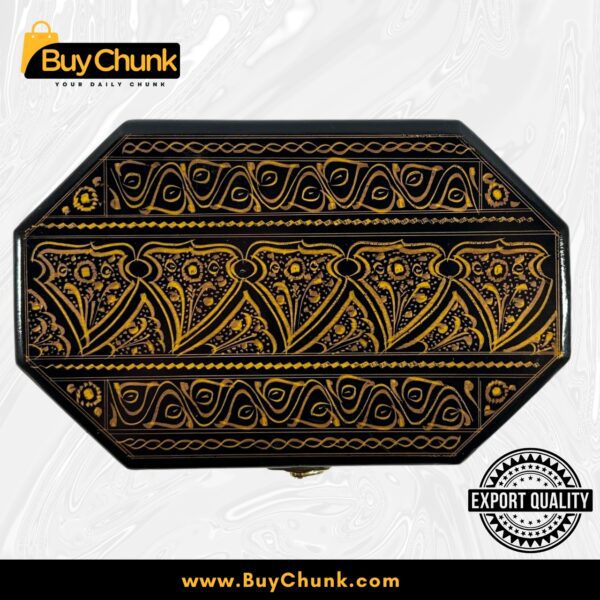 8-Side Rose Wood Handmade Lacquer Art Jewelry Grandeur Gold