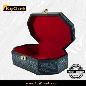 8-Side Rose Wood Handmade Lacquer Art Jewelry Modern Blue