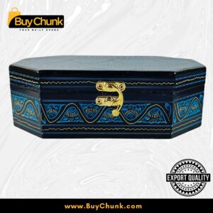 8-Side Rose Wood Handmade Lacquer Art Jewelry Modern Blue