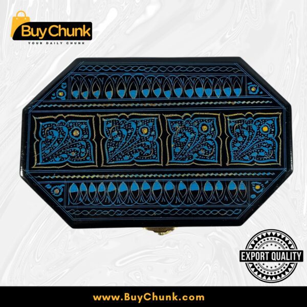 8-Side Rose Wood Handmade Lacquer Art Jewelry Elegant Blue
