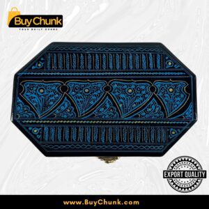 8-Side Rose Wood Handmade Lacquer Art Jewelry Modern Blue