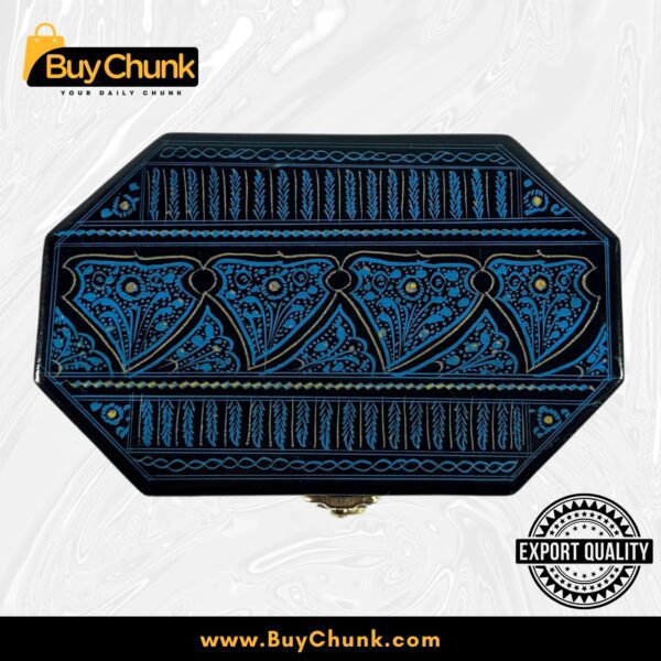 8-Side Rose Wood Handmade Lacquer Art Jewelry Modern Blue