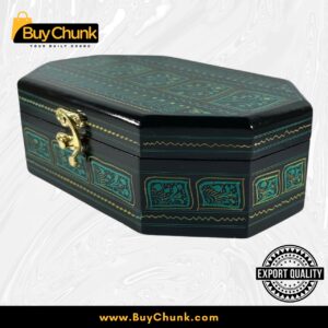 8-Side Rose Wood Handmade Lacquer Art Jewelry Serene Green
