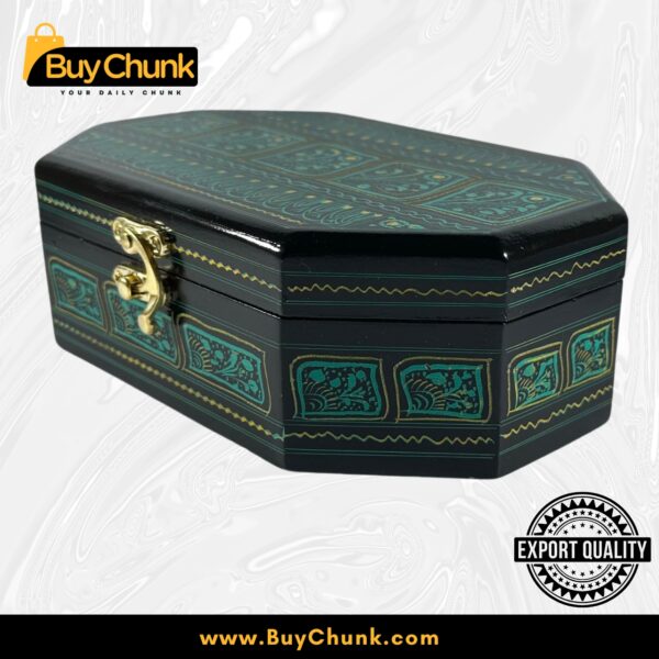 8-Side Rose Wood Handmade Lacquer Art Jewelry Serene Green