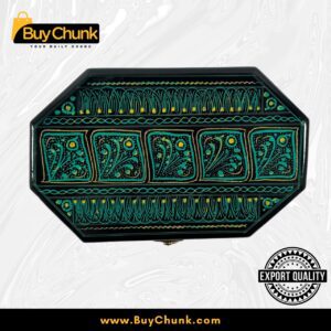 8-Side Rose Wood Handmade Lacquer Art Jewelry Serene Green