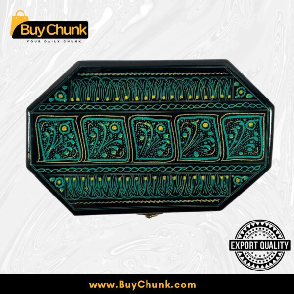 8-Side Rose Wood Handmade Lacquer Art Jewelry Serene Green