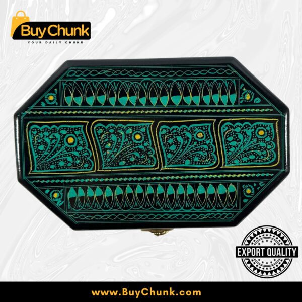 8-Side Rose Wood Handmade Lacquer Art Jewelry Green