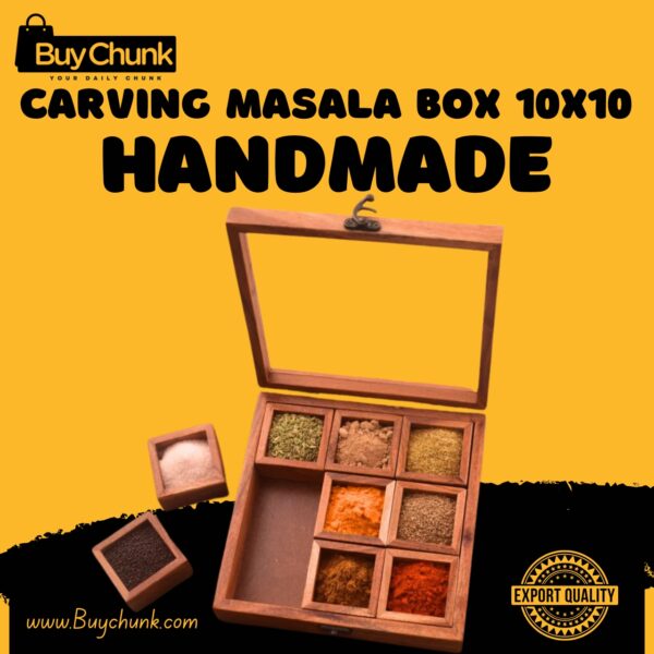 Handmade Carving Rose Wood Masala Box