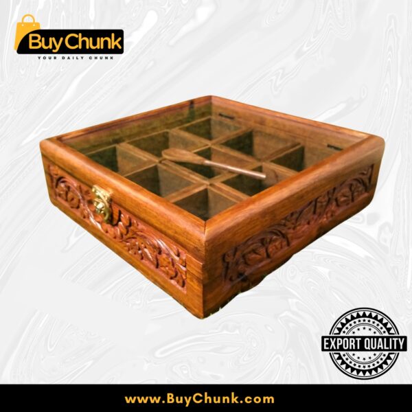Handmade Carving Rose Wood Masala Box
