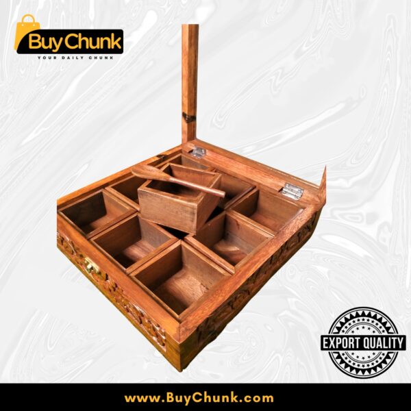 Handmade Carving Rose Wood Masala Box