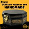 Handmade Lacquer Art Jewelry Box Golden Panel Ribbons