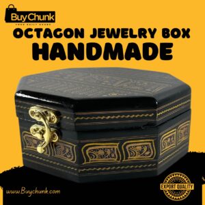 Handmade Lacquer Art Jewelry Box Golden Panel Ribbons