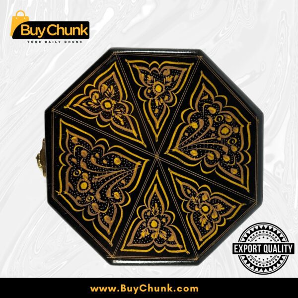 Octagon Rose Wood Handmade Lacquer Art Jewelry Box